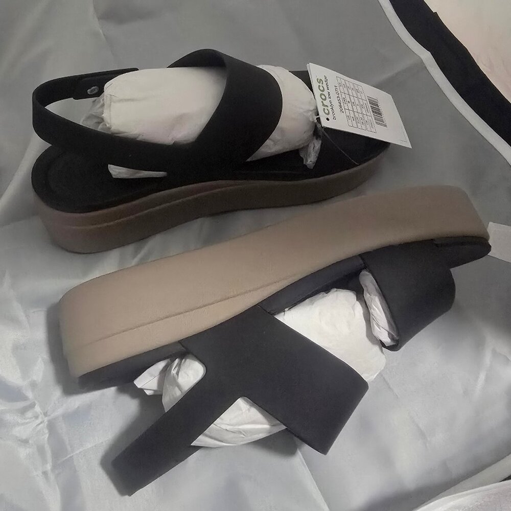 Crocs Brooklyn Low Wedge Black Mushroom Women's 8 - Picture 3 of 5